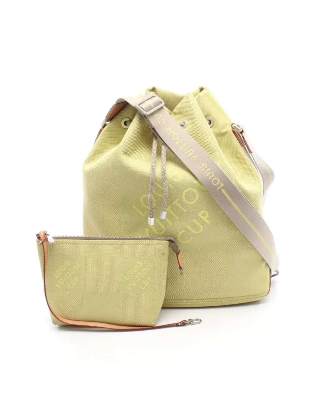 Louis Vuitton Shoulder Bag Volunteer Lime Nylon Leather Damier Jean